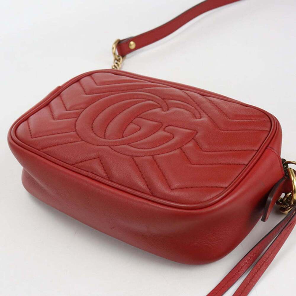 GUCCI Red GG Marmont Shoulder Bag - Picture 2 of 9